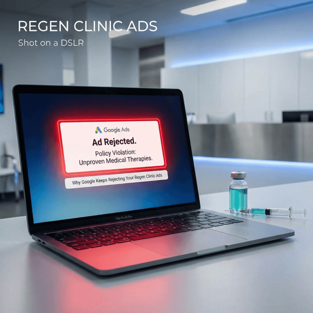 Why Google Keeps Rejecting Your Regen Clinic Ads in 2026 (And the Compliant Fix) 1 Why Google Keeps Rejecting Your Regen Clinic Ads (And the Compliant Fix)